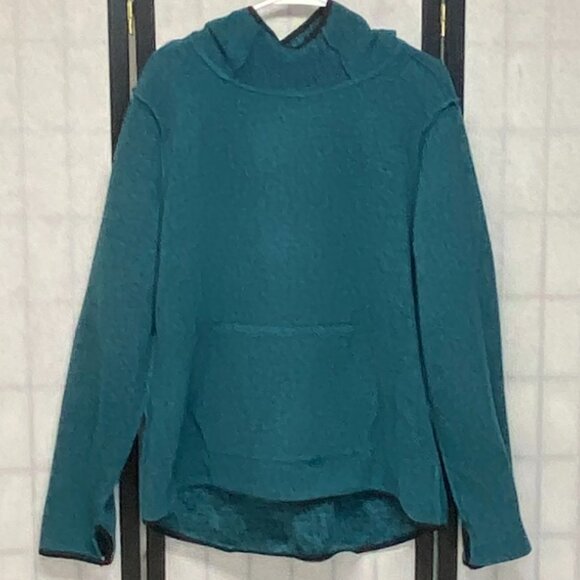 Danskin XL Black Turquoise Marled Long Sleeve Kangaroo Pocket Hoodie Pullover XL - Picture 5 of 11